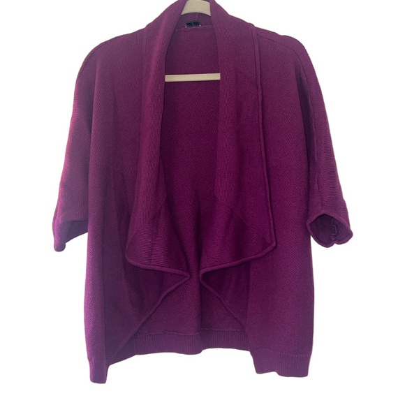 Theory Nisa Cashcotton Open Front Cardigan Plum Purple Petite P/TP - Picture 2 of 10